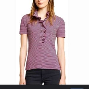Tory Burch ruffle lidia polo top
